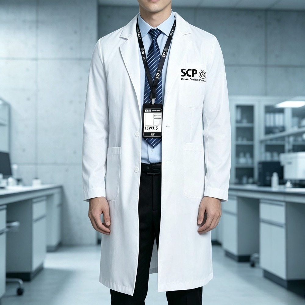 Anime Merchandise Jacket - เสื้อกาวน์สีขาว SCP สำหรับคอสเพลย์อนิเมะ ชุดเสื้อแจ็คเก็ตและเครื่องประดับสำหรับสวมใส่ในชีวิตประจำวัน งานคอมมิคคอน และเล่นบทบาทสมมติ