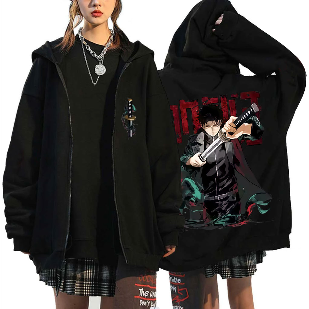 Anime Merch Hoodie - เสื้อฮู้ดซิปอนิเมะ คากุราบะจิ ชิฮิโระ โรคุฮิระ สำหรับผู้ชายและผู้หญิง ผ้าฟลีซคอตตอน