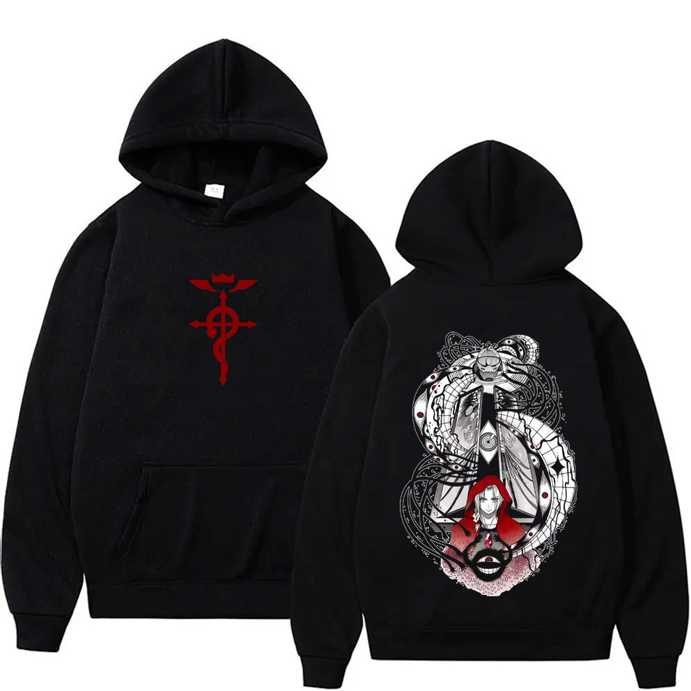 Anime Merch Hoodie - เสื้อฮู้ดลายการ์ตูนอนิเมะญี่ปุ่นยอดนิยม Fullmetal Alchemist เอ็ดเวิร์ด เอลริค และอัลฟอนส์