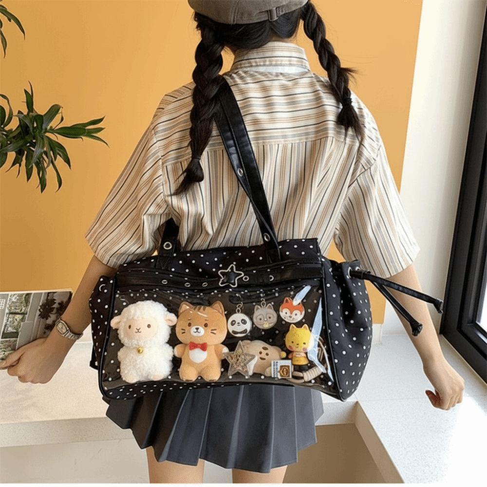กระเป๋าสะพายไหล่ใส PVC ลายจุดฮ - Anime Merchandise For Men บทวิจารณ์และราคา